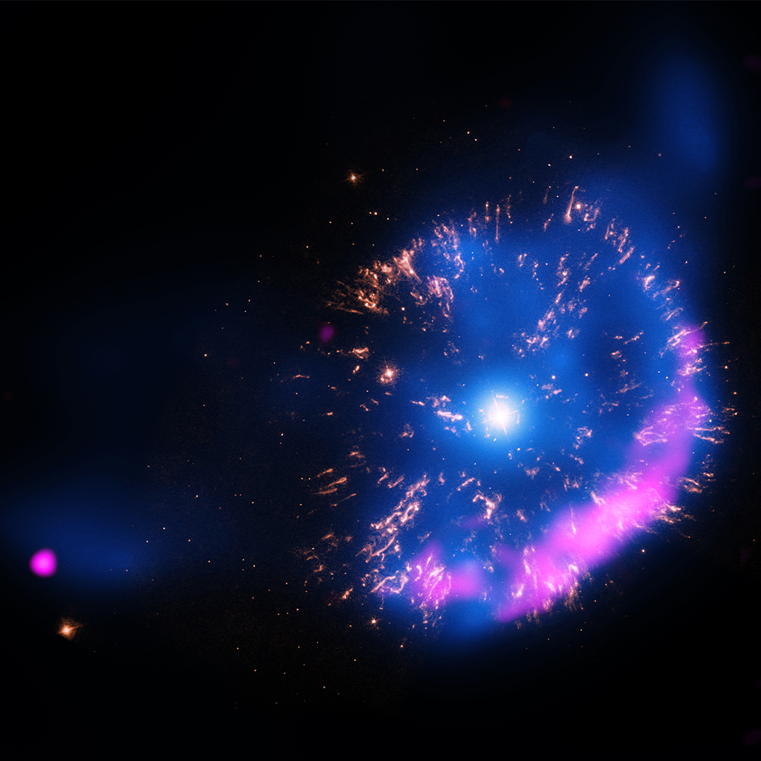 GK Persei is an example of a “classical nova,” an outburst produced by a thermonuclear explosion on the surface of a white dwarf star, the dense remnant of a Sun-like star. Image credit: Chandra X-ray Observatory Center